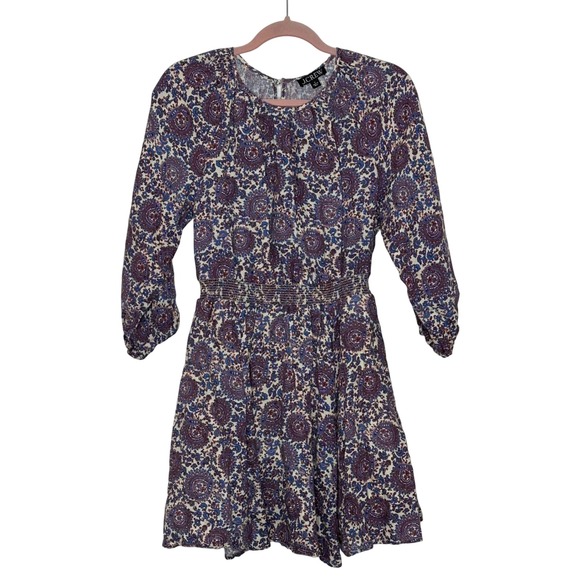 J. Crew Dresses & Skirts - J. Crew Palermo Linen Smocked Waist Dress Size S Blue Red Floral Bouquet Cottage